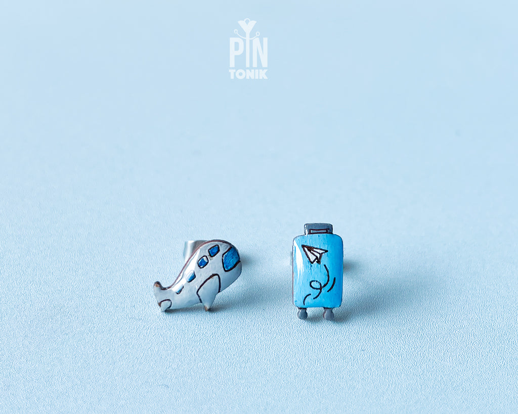 Travel Mismatched Stud Earrings