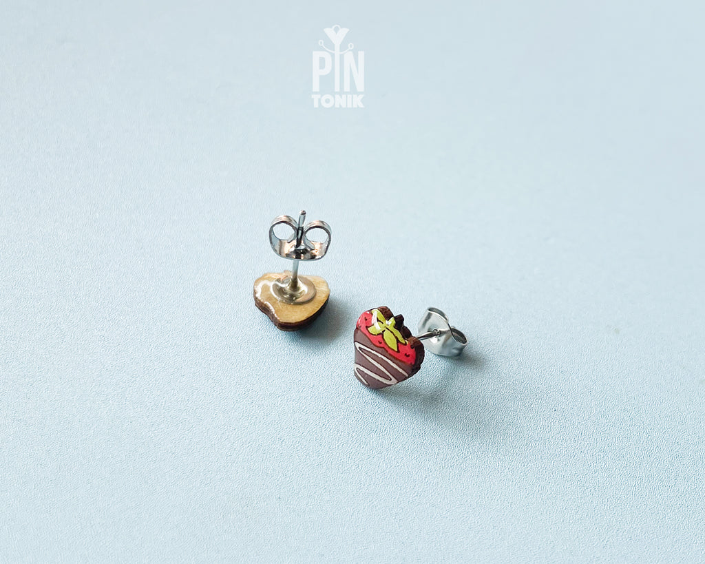 Chocolate Strawberry Stud Earrings