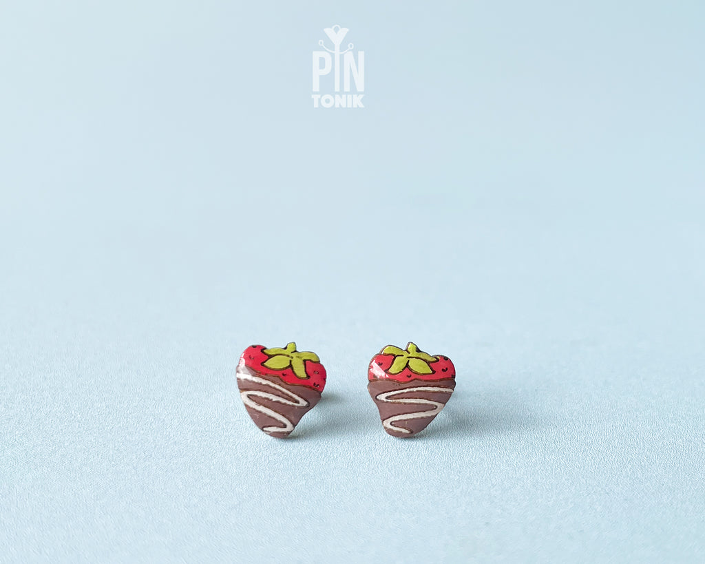 Chocolate Strawberry Stud Earrings