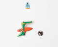 Surfing Crocodile Wooden Pin