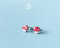 Tiny Red Mushroom Stud Earrings