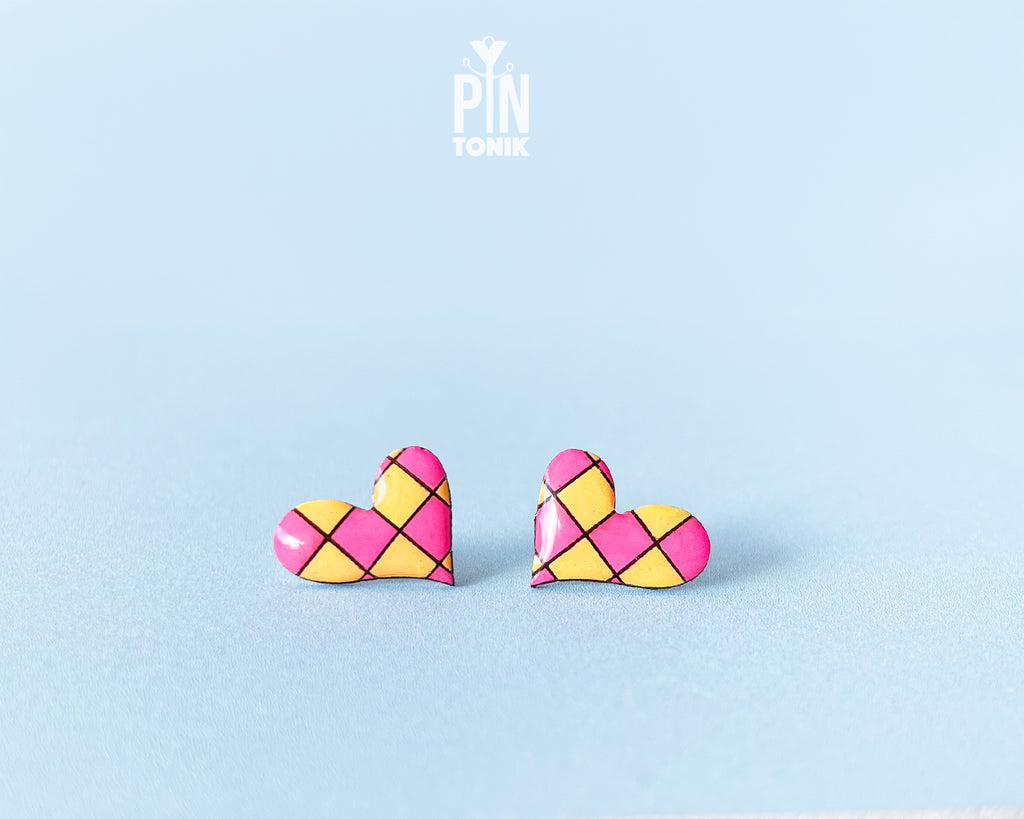 Arlequin Heart Studs