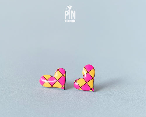 Arlequin Heart Studs