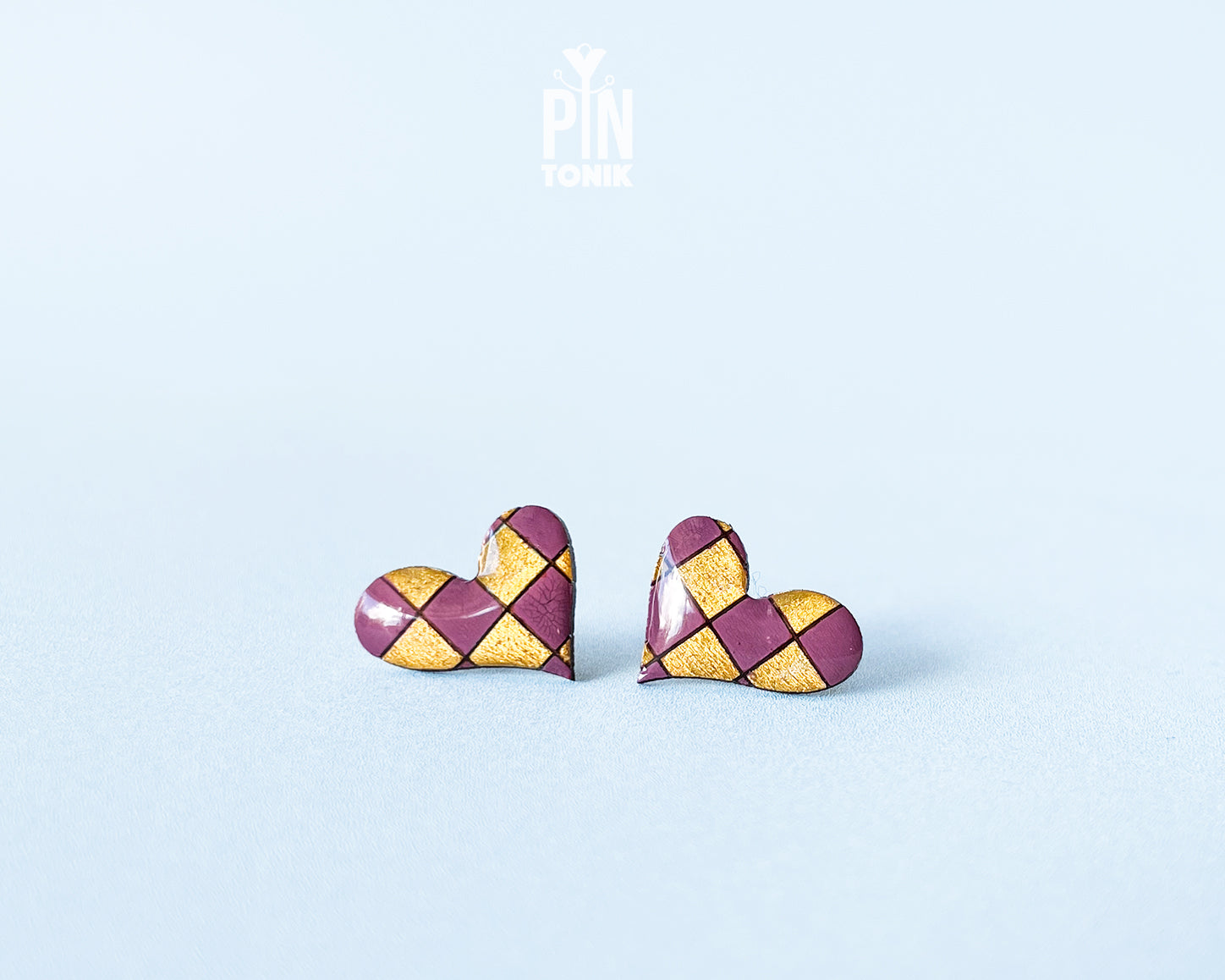 Arlequin Heart Studs