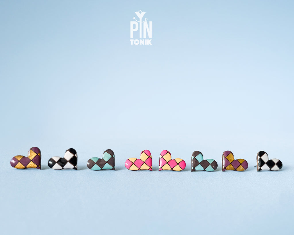 Arlequin Heart Studs