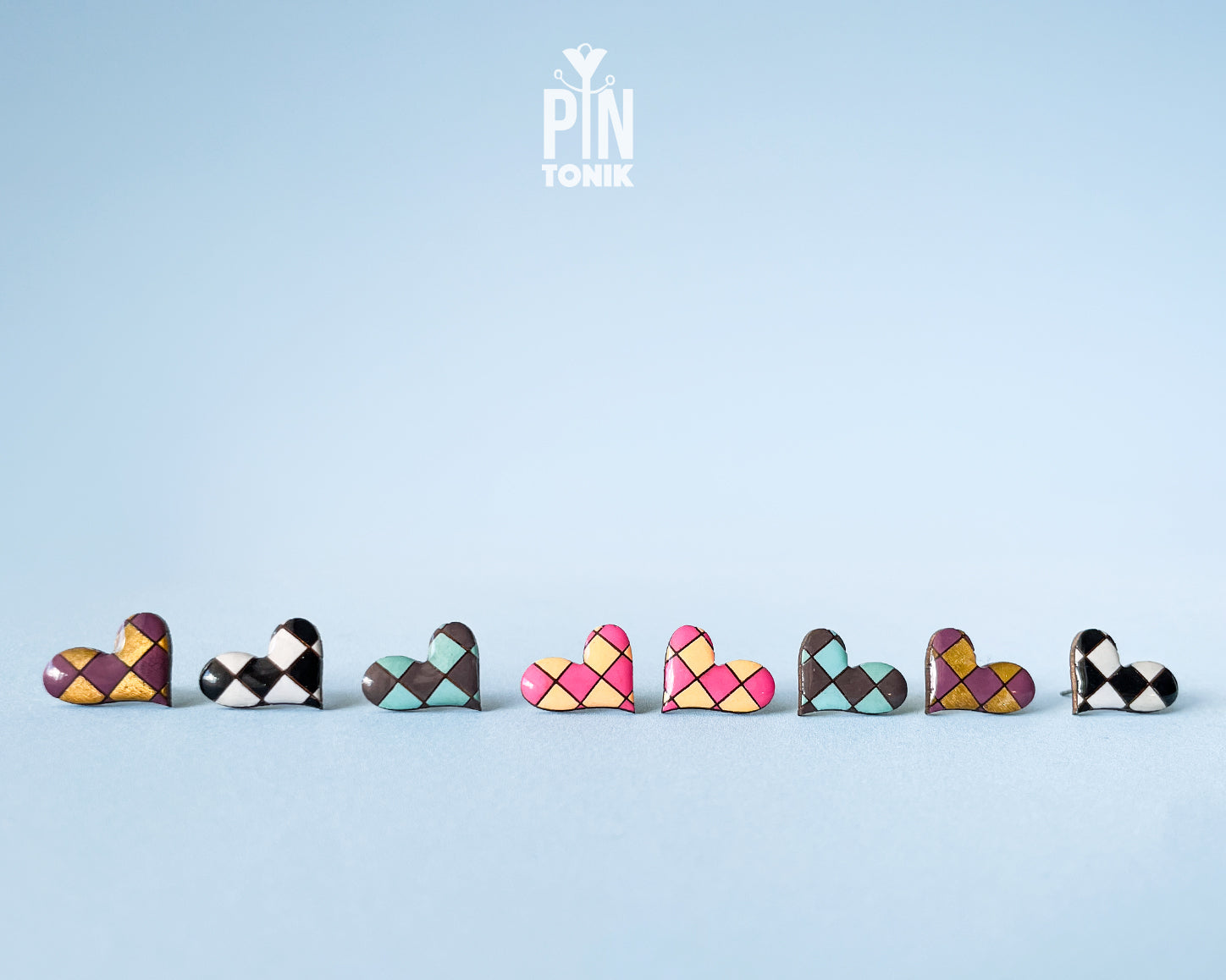 Arlequin Heart Studs