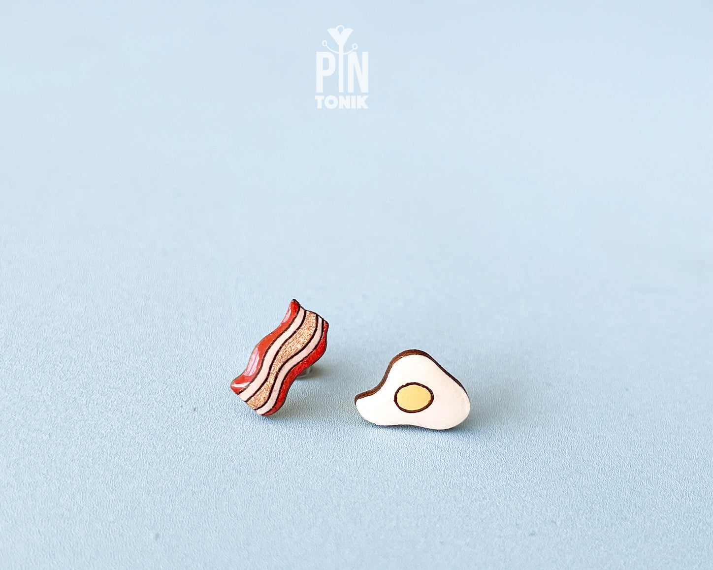 Boucles d'oreilles clous bacon et œuf