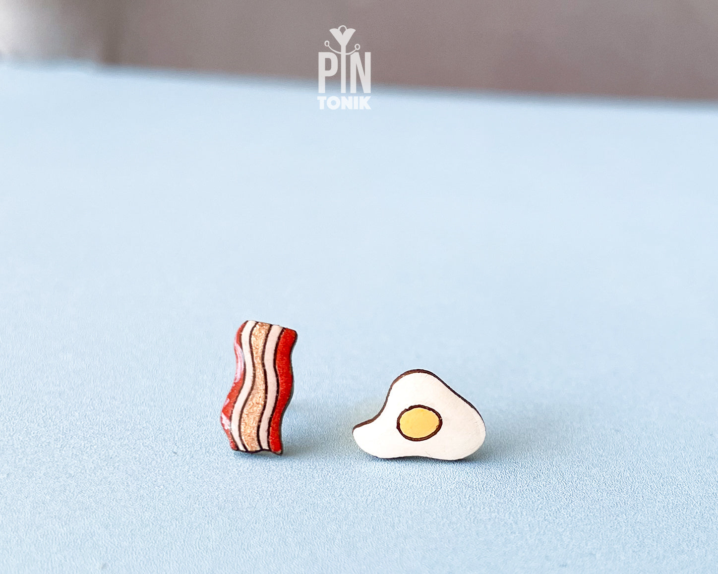 Boucles d'oreilles clous bacon et œuf