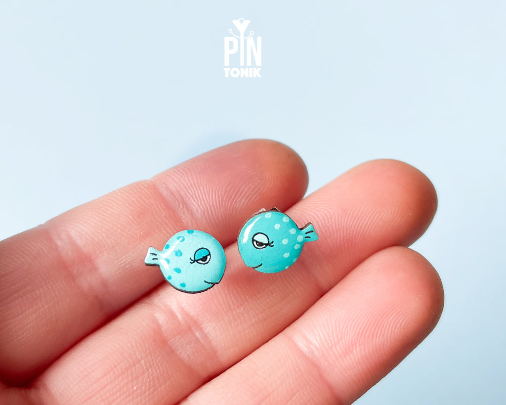Silly Pufferfish Stud Earrings