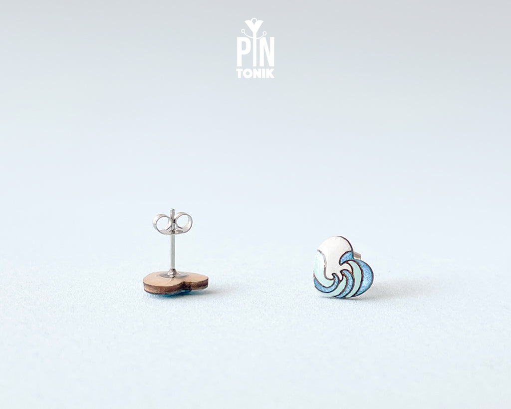 Ocean Wave Heart Studs