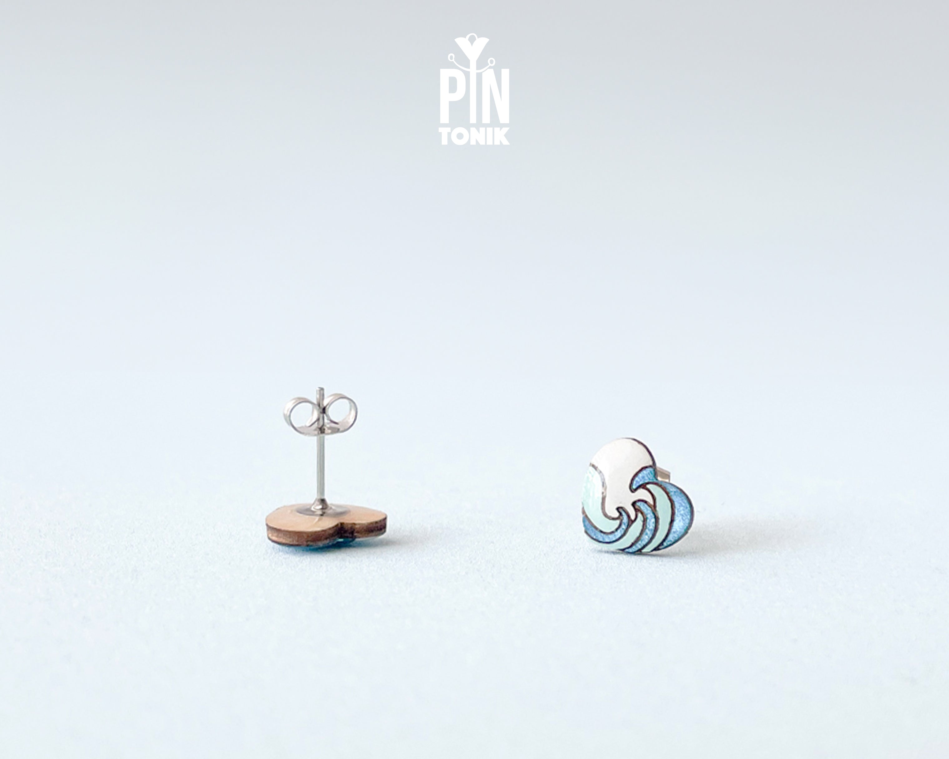 Ocean Wave Heart Studs
