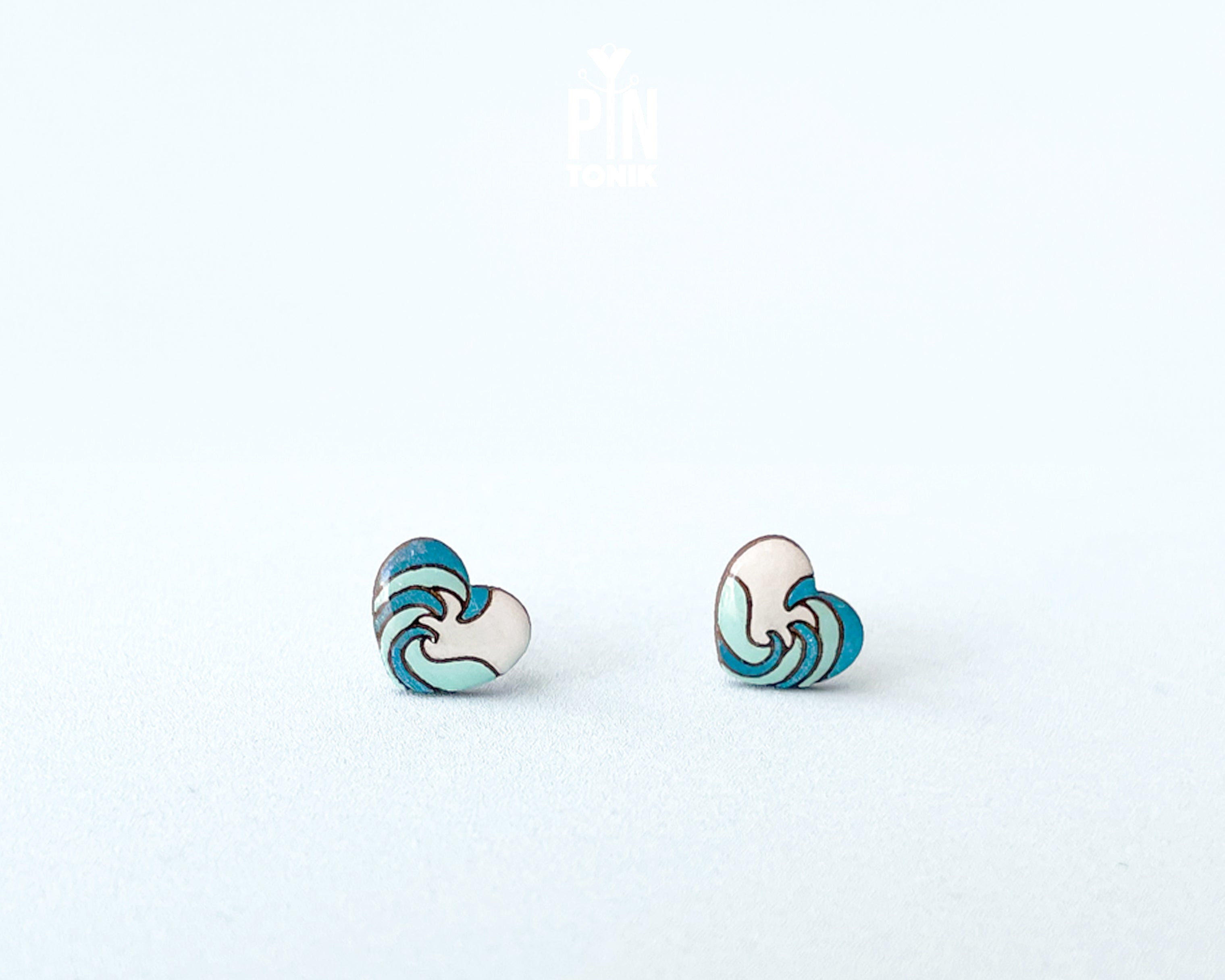 Ocean Wave Heart Studs