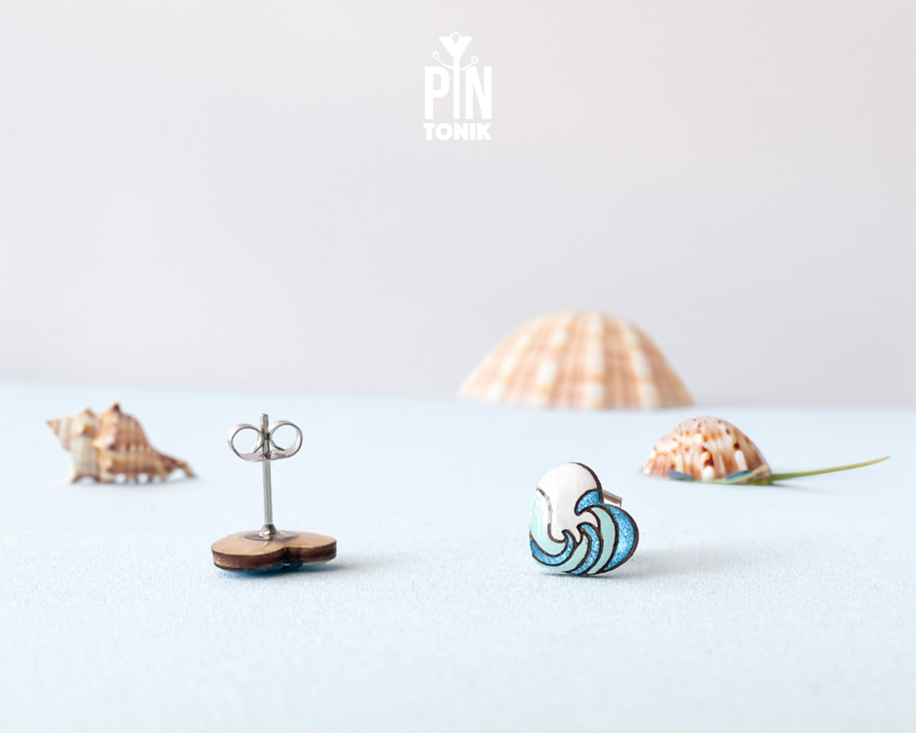 Ocean Wave Heart Studs