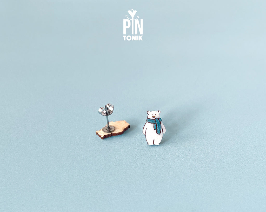 Polar Bear Stud Earrings