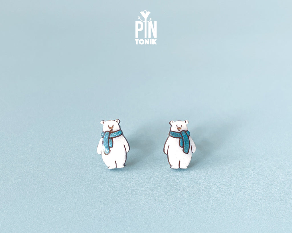 Polar Bear Stud Earrings