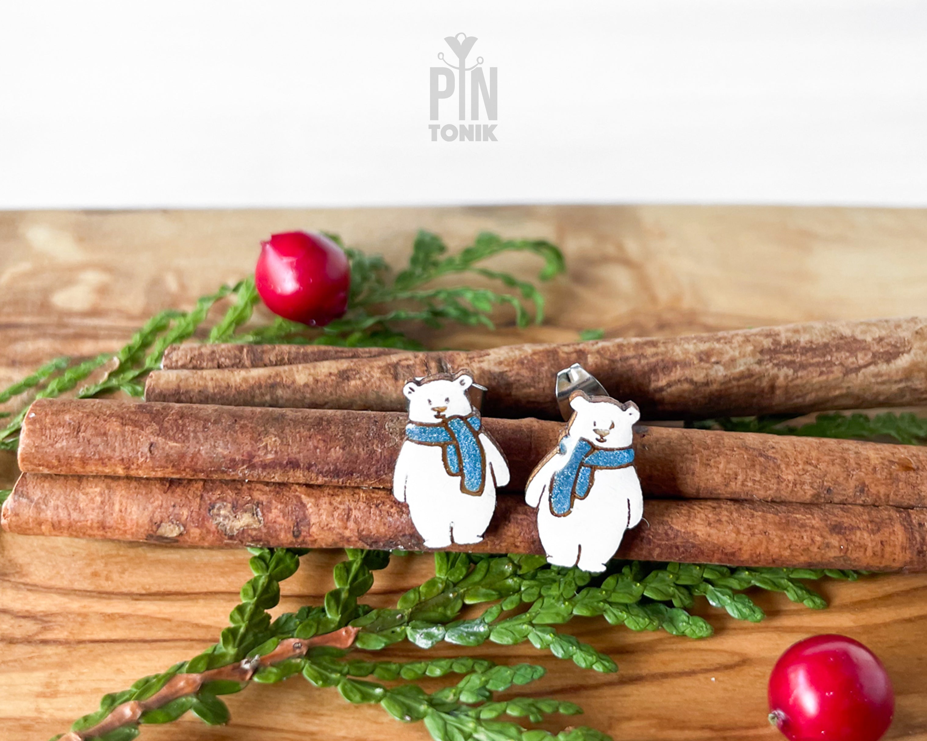 Polar Bear Stud Earrings
