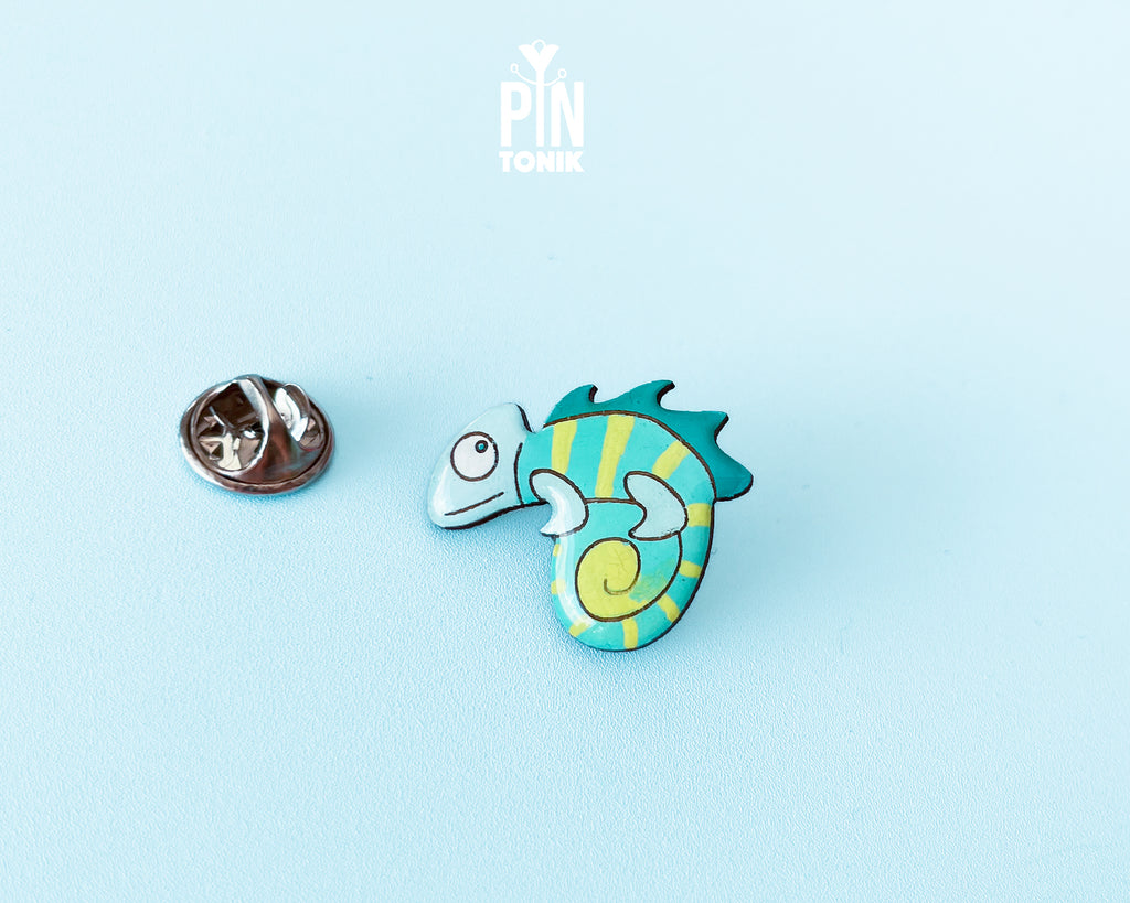 Blue Chameleon Pin