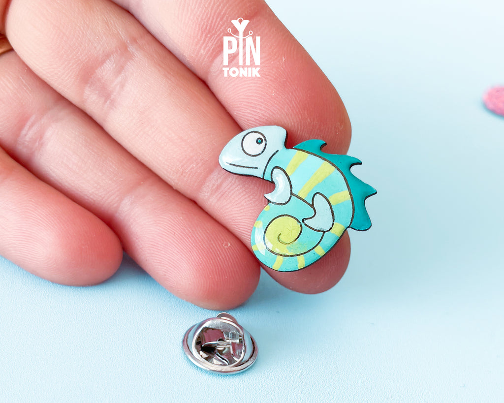 Blue Chameleon Pin