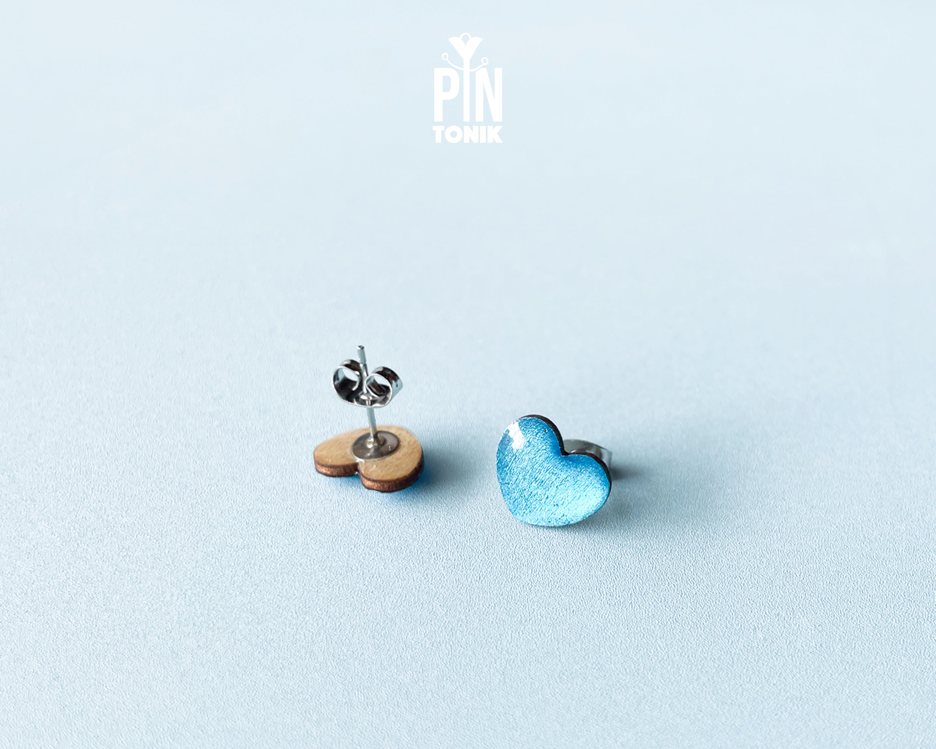 Shimmering Blue Heart Studs