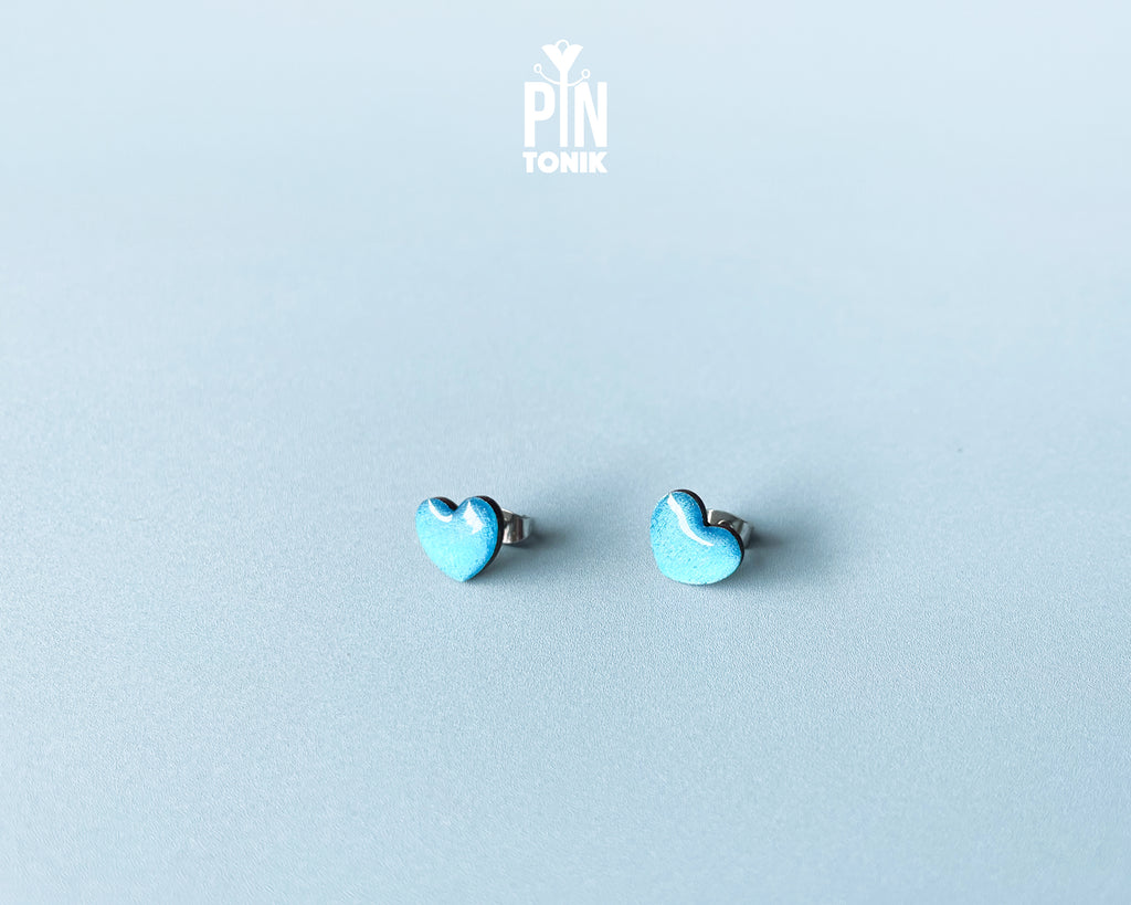 Shimmering Blue Heart Studs