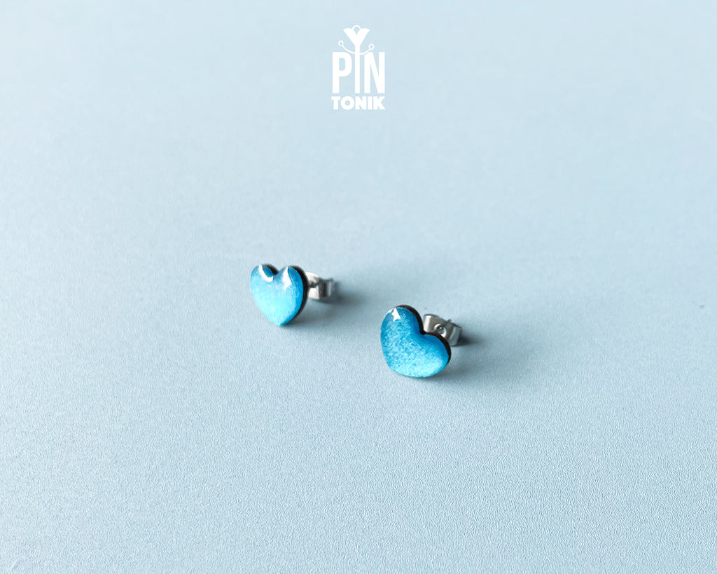 Shimmering Blue Heart Studs