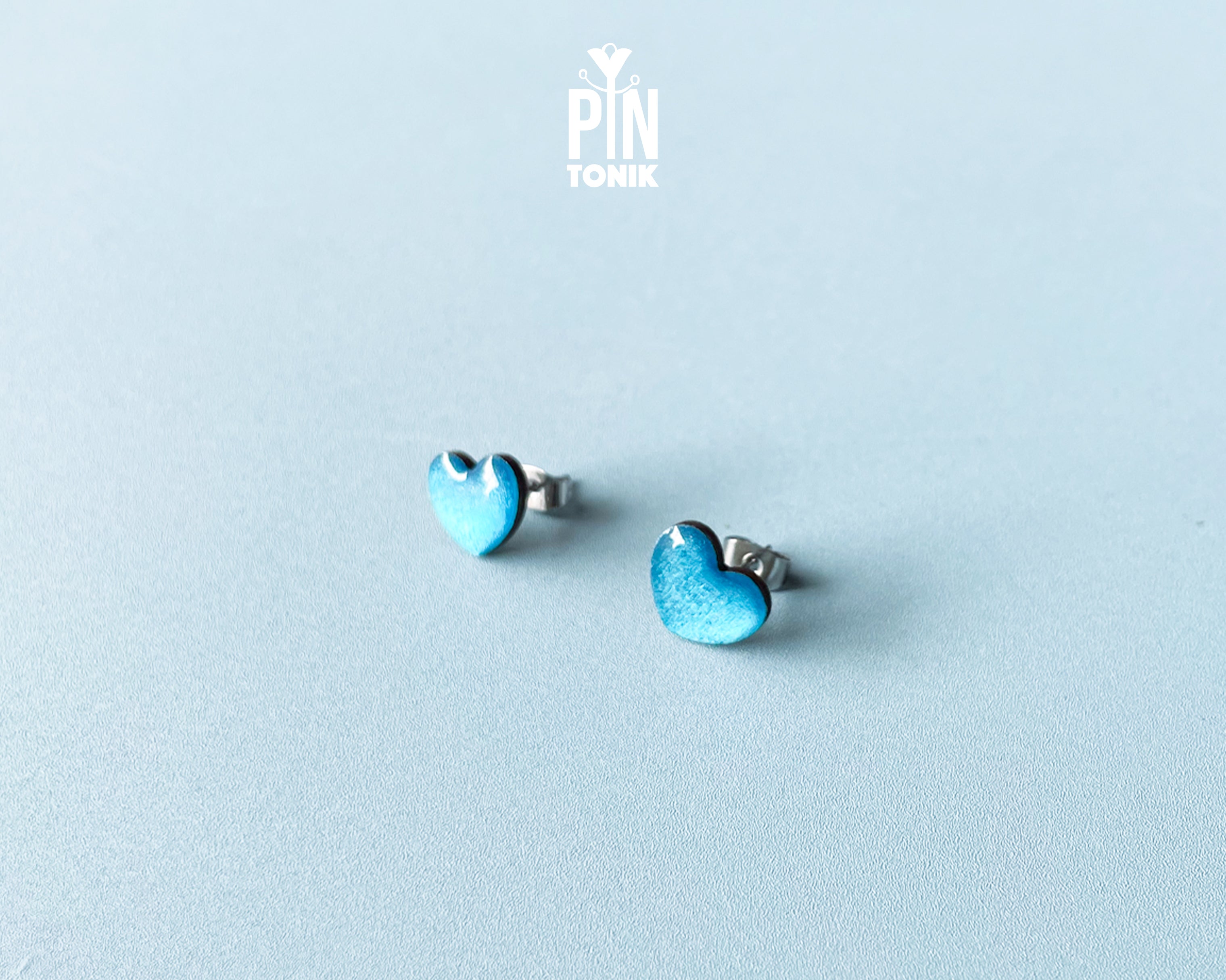 Shimmering Blue Heart Studs
