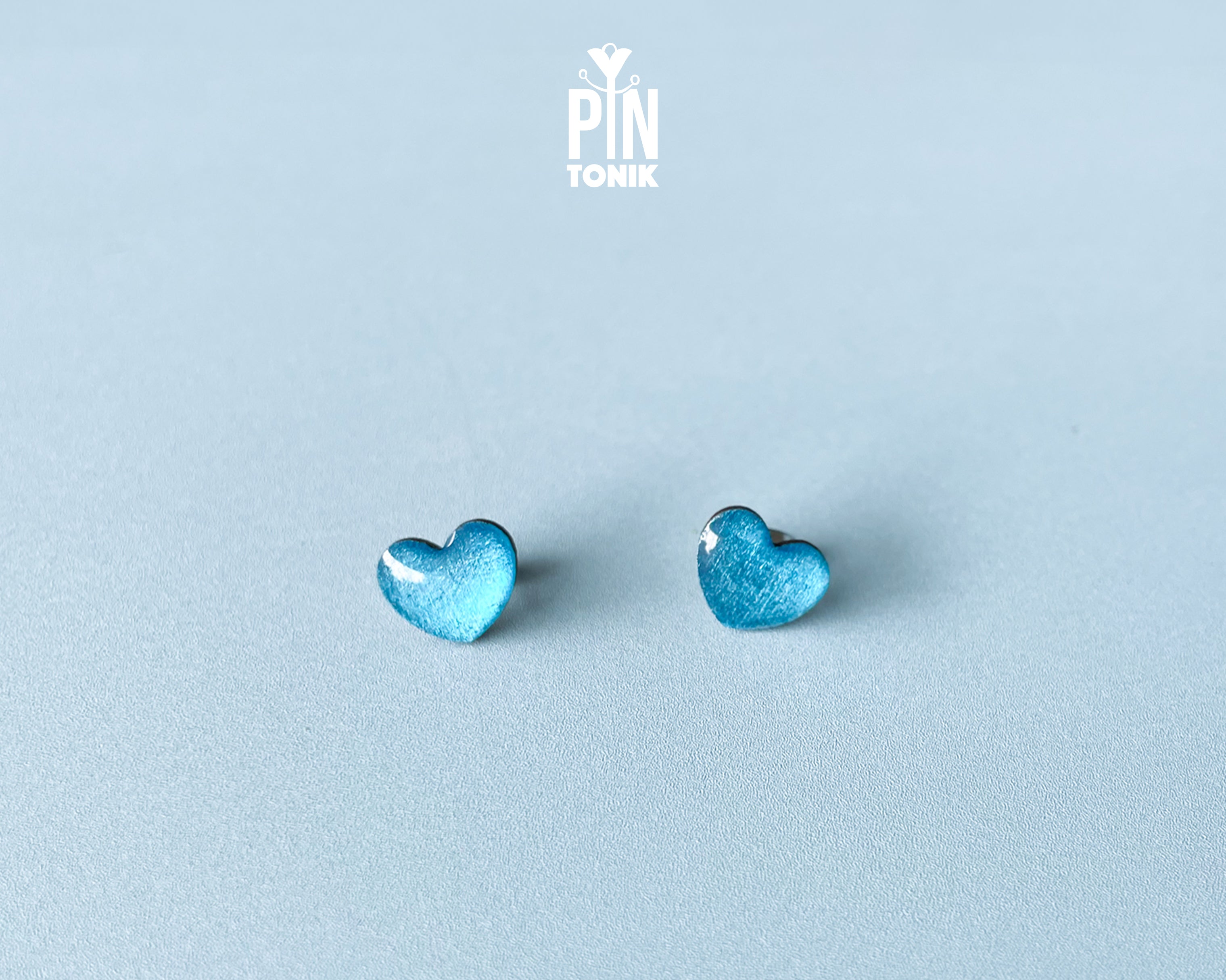 Shimmering Blue Heart Studs