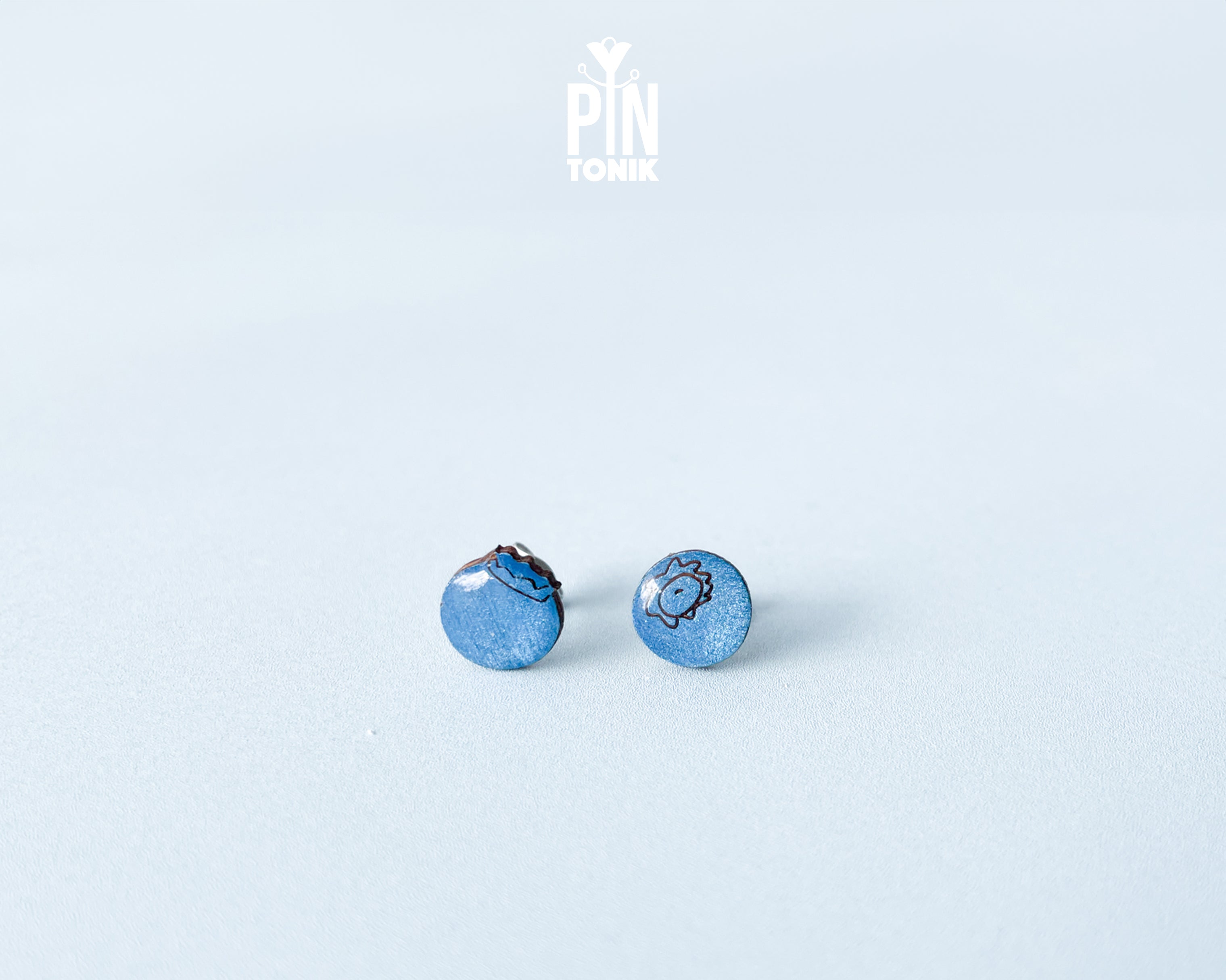 Blueberry Wooden Stud Earrings