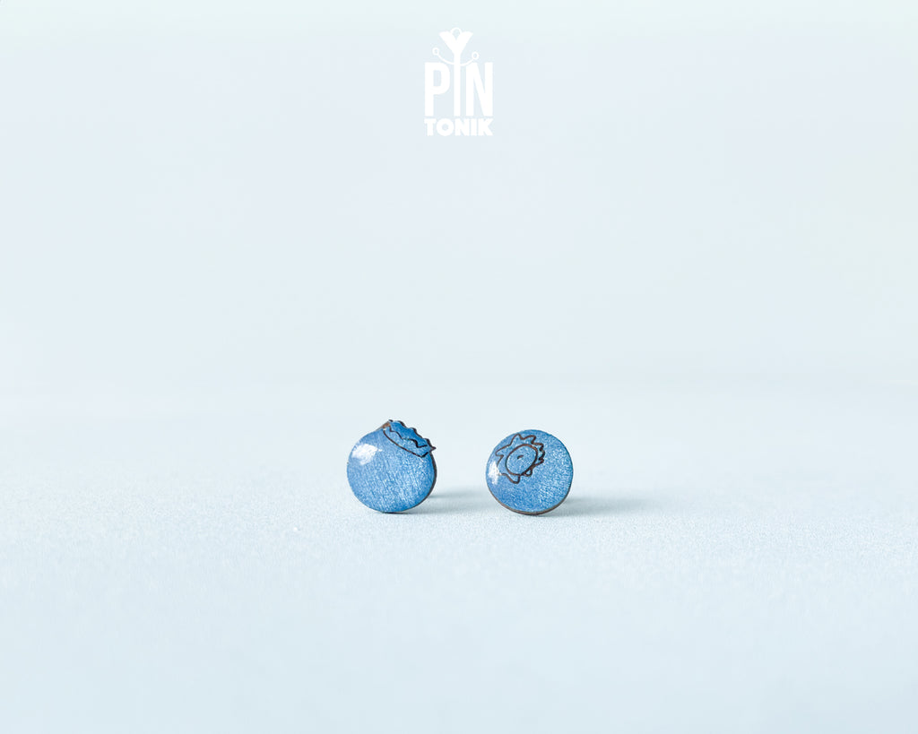 Blueberry Wooden Stud Earrings