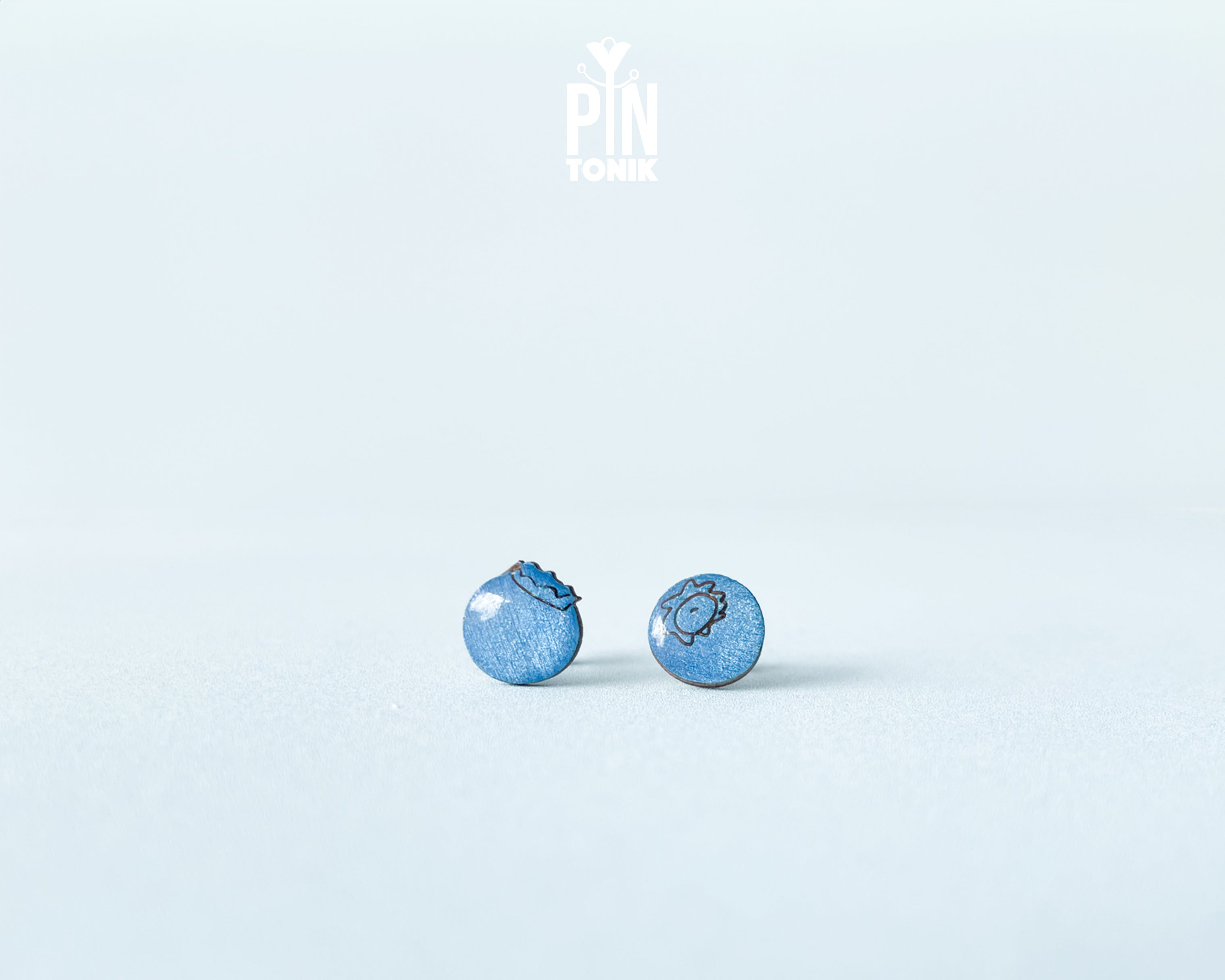 Blueberry Wooden Stud Earrings