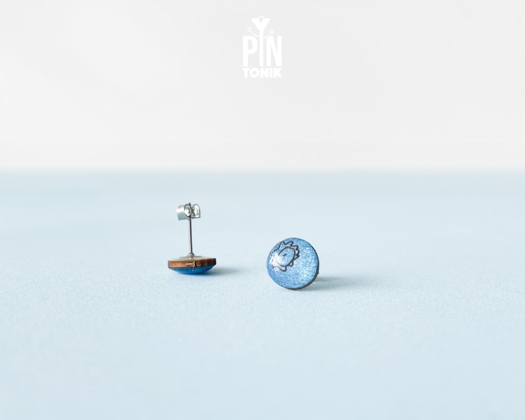 Blueberry Wooden Stud Earrings