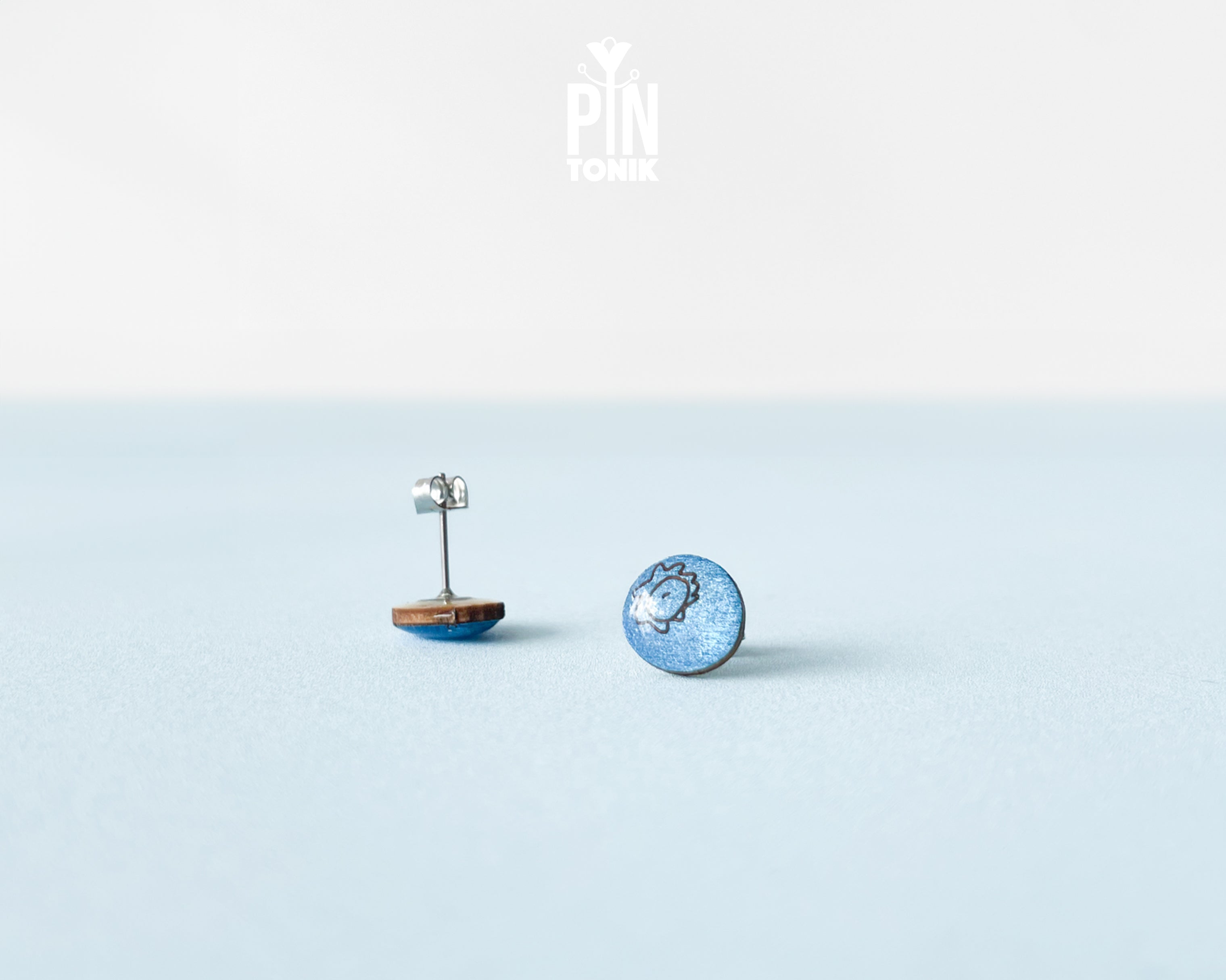 Blueberry Wooden Stud Earrings