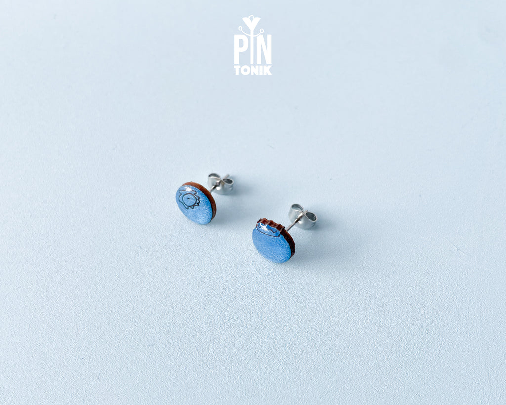 Blueberry Wooden Stud Earrings