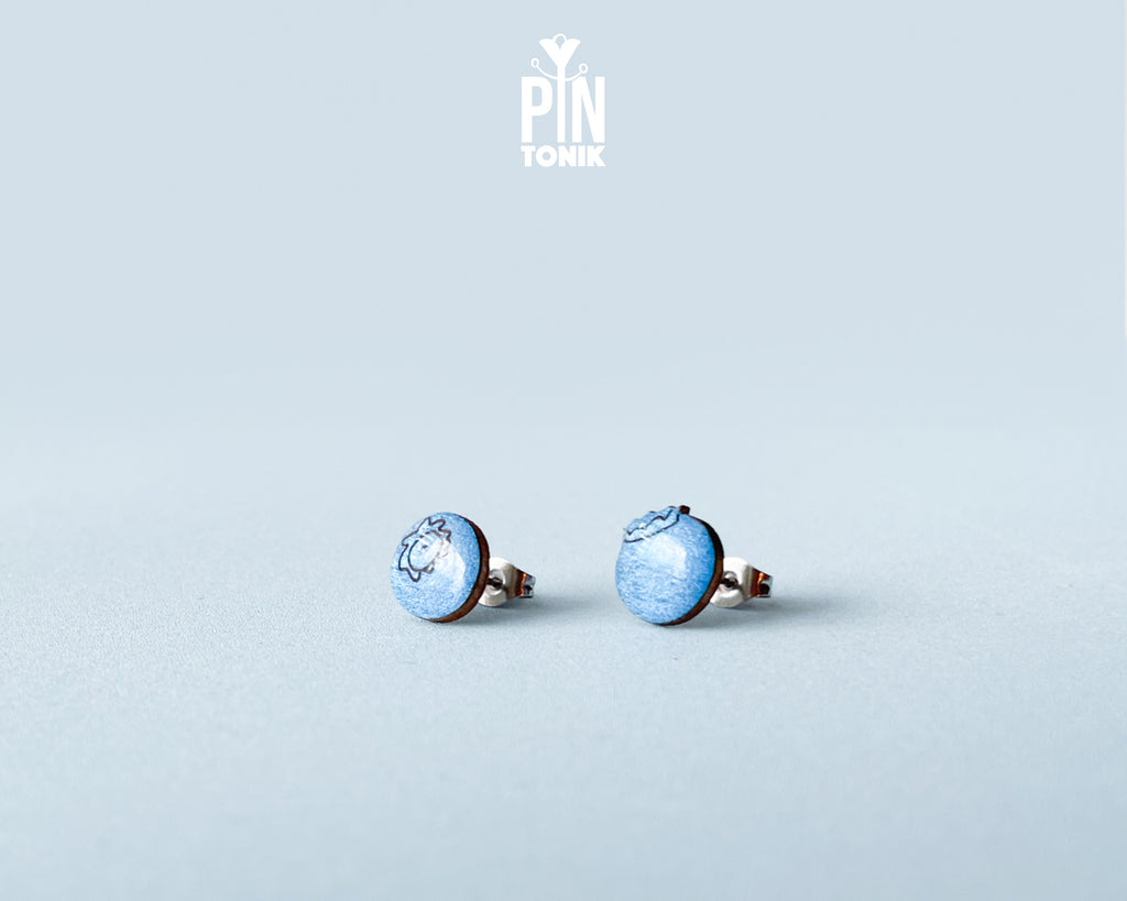 Blueberry Wooden Stud Earrings