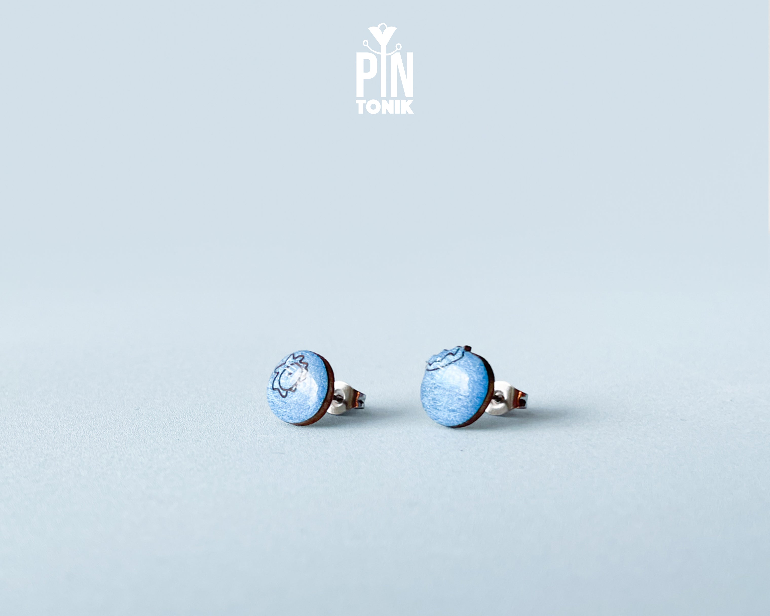 Blueberry Wooden Stud Earrings