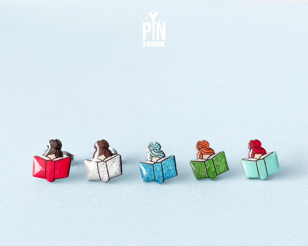 Boucles d'oreilles clous Amoureux des livres