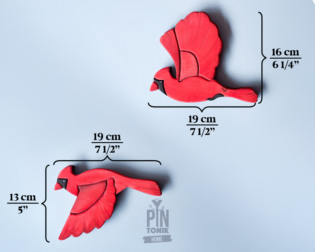 Flying Cardinal Bird Wood Wall Art Decor