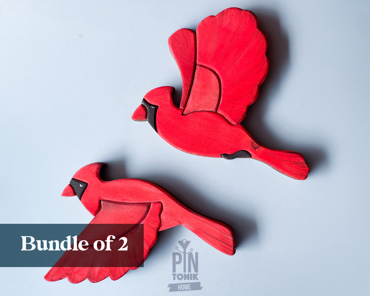 Flying Cardinal Bird Wood Wall Art Decor