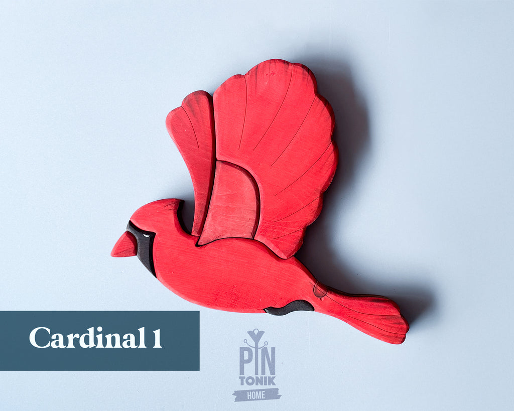 Flying Cardinal Bird Wood Wall Art Decor