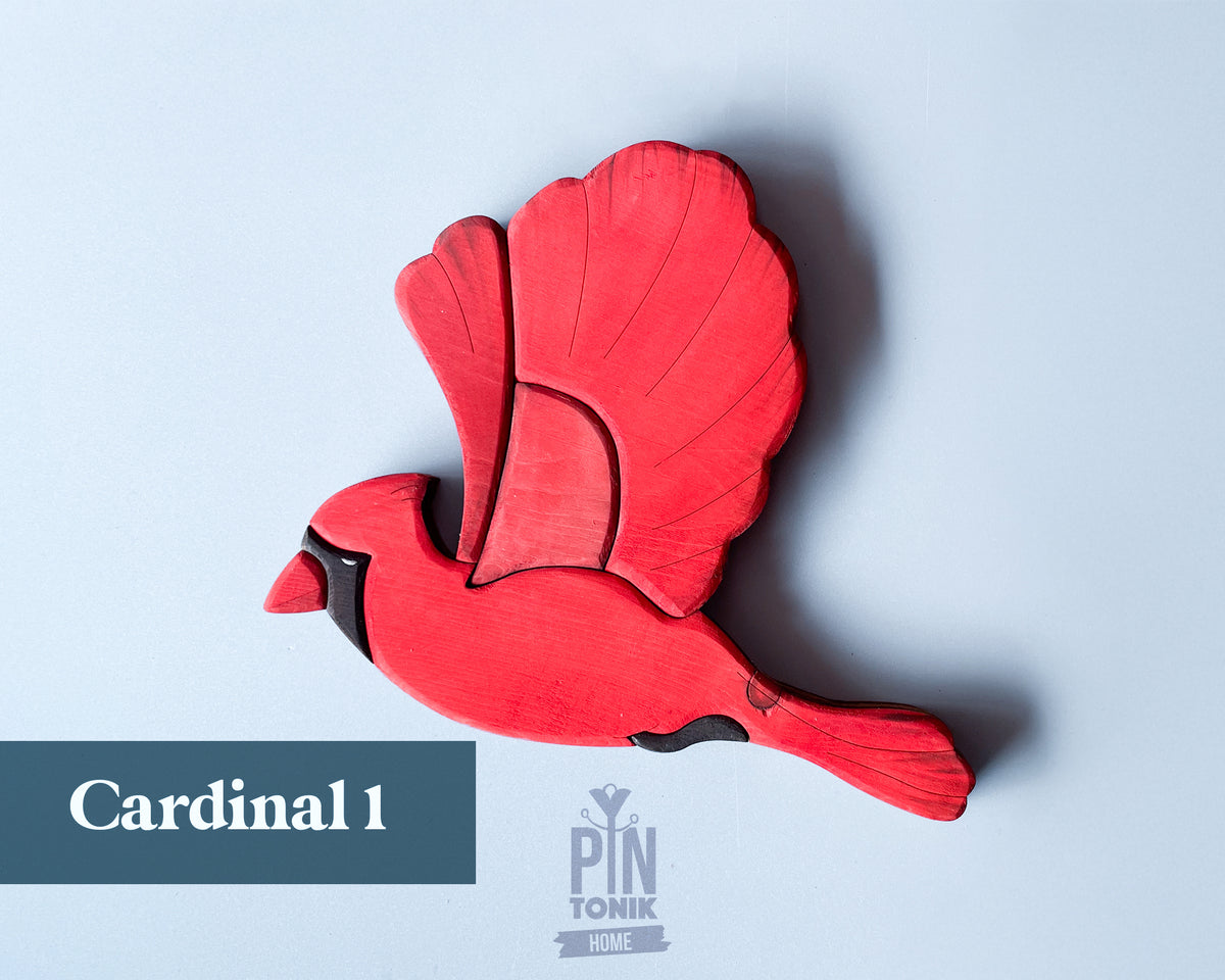 Flying Cardinal Bird Wood Wall Art Decor