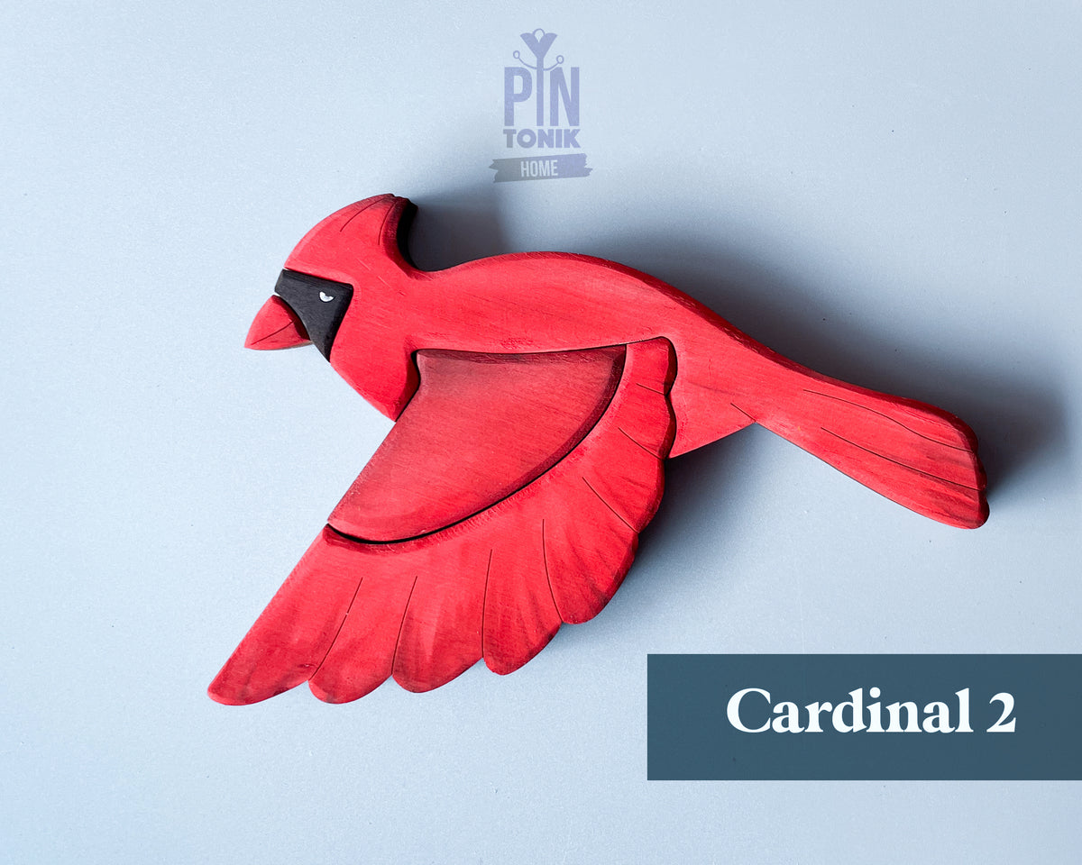 Flying Cardinal Bird Wood Wall Art Decor