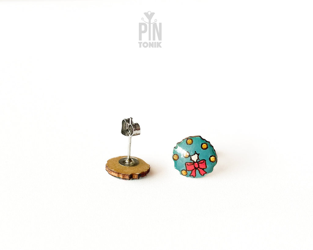 Christmas Wreath Stud Earrings