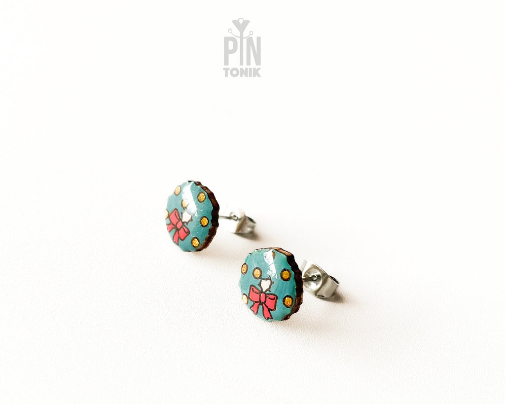 Christmas Wreath Stud Earrings