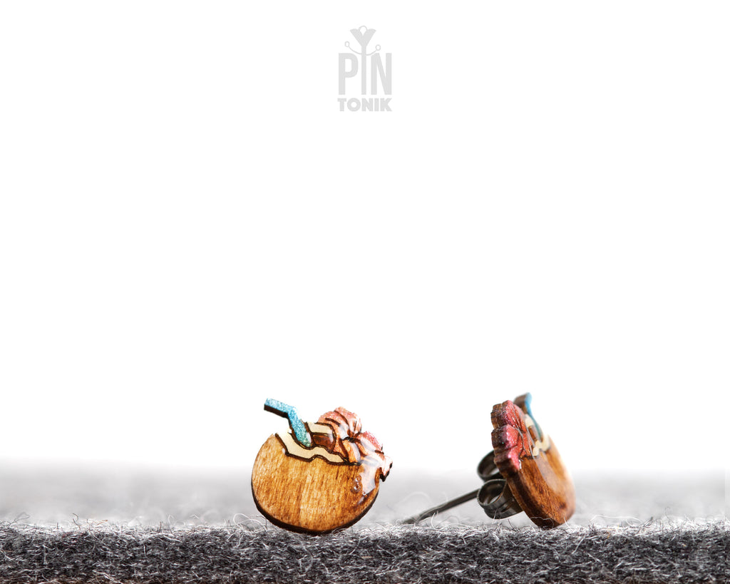 Coconut Cocktail Stud Earrings