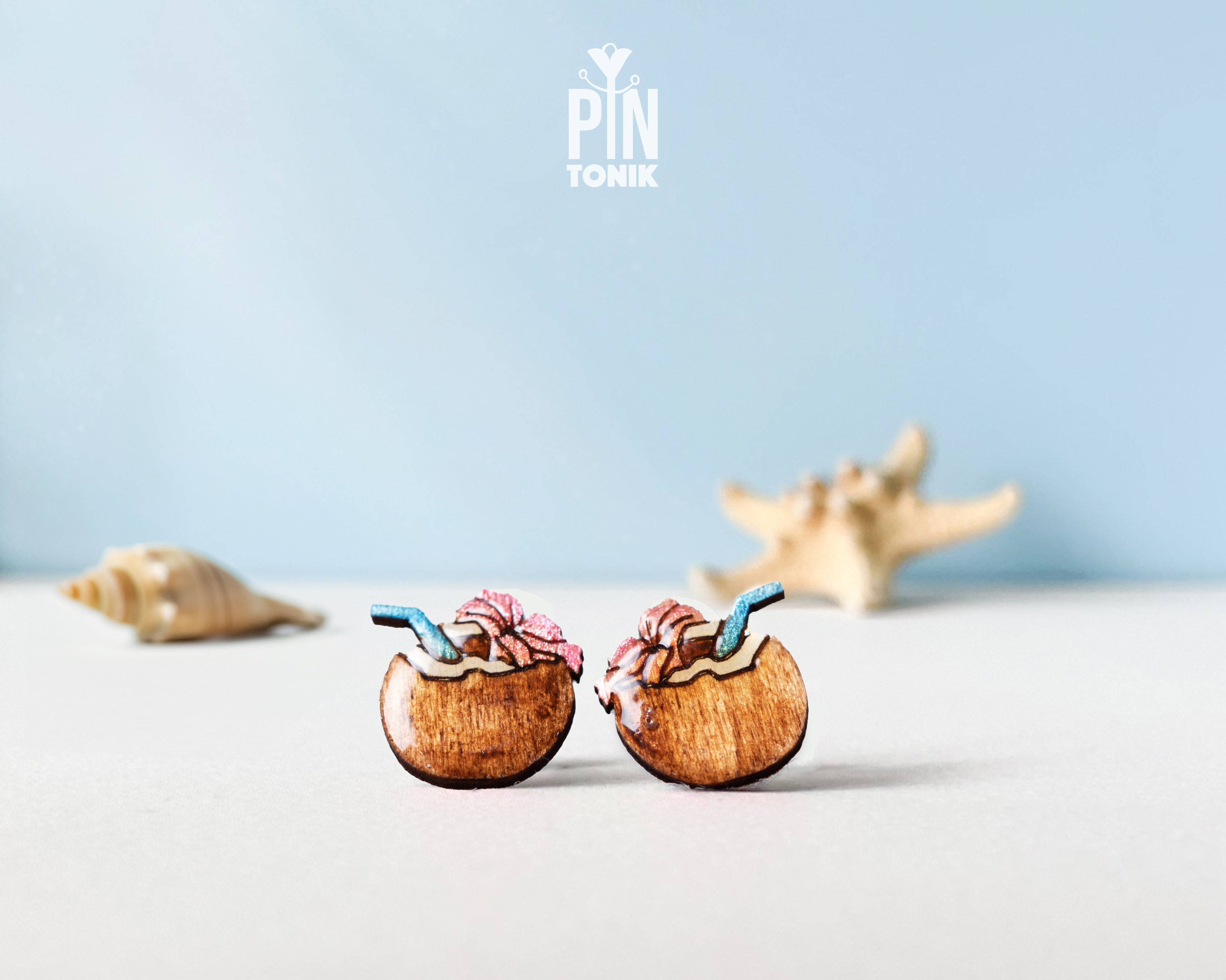Coconut Cocktail Stud Earrings