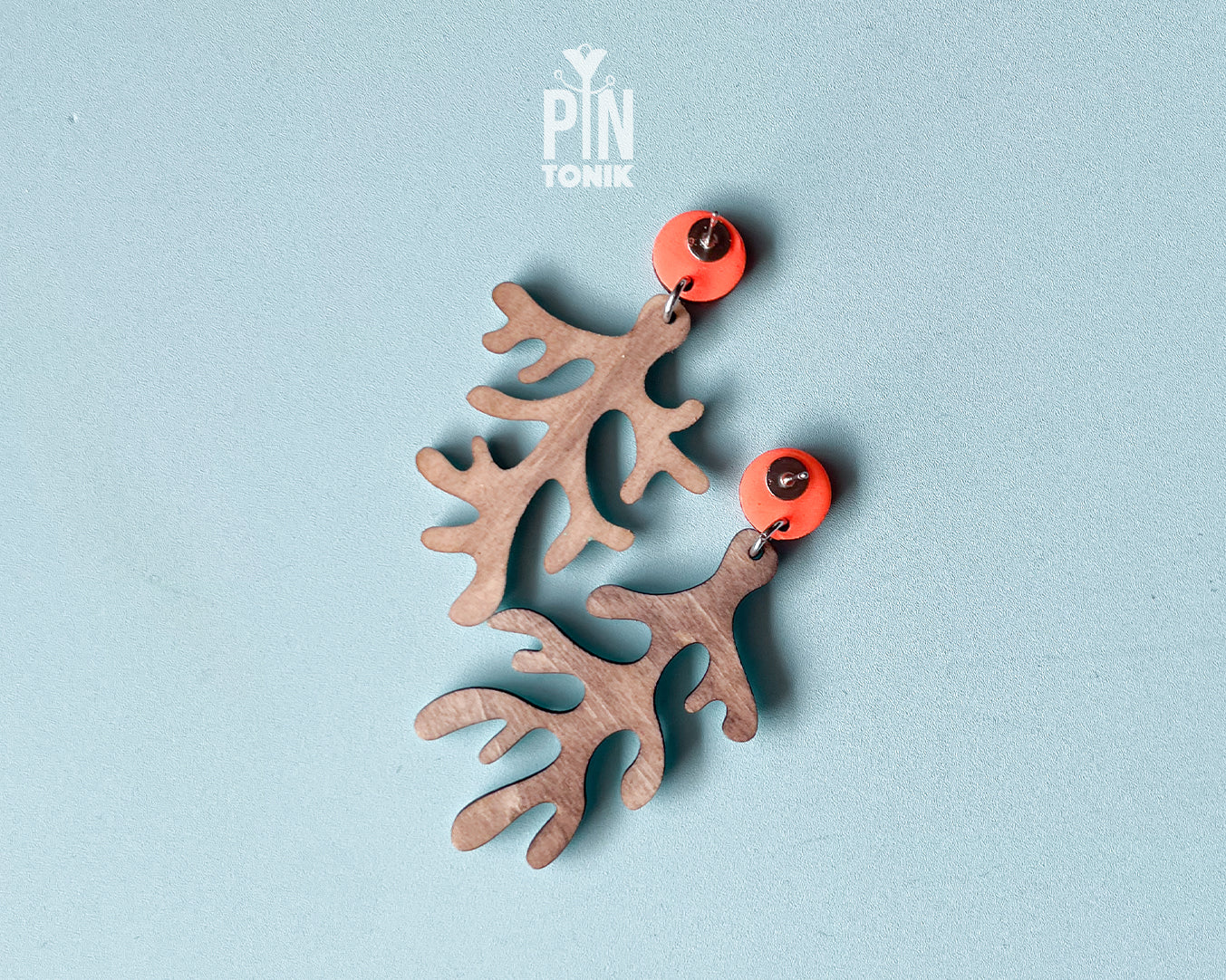 Neon Coral Dangle Earrings