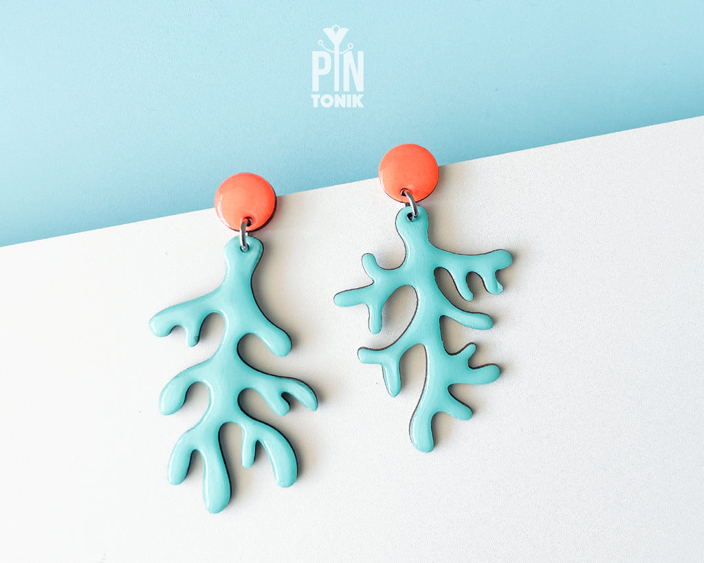Mint Coral Dangle Earrings