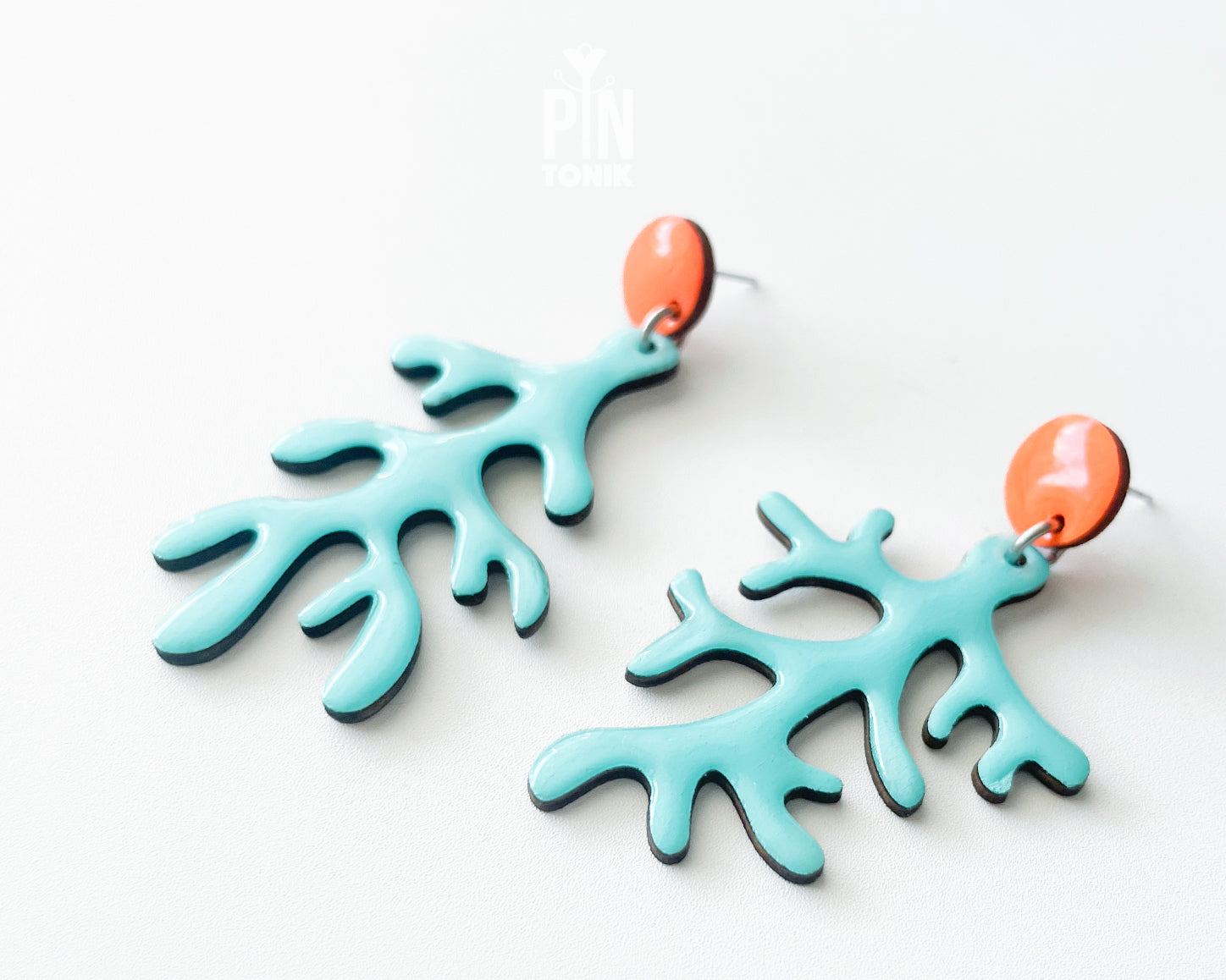 Mint Coral Dangle Earrings