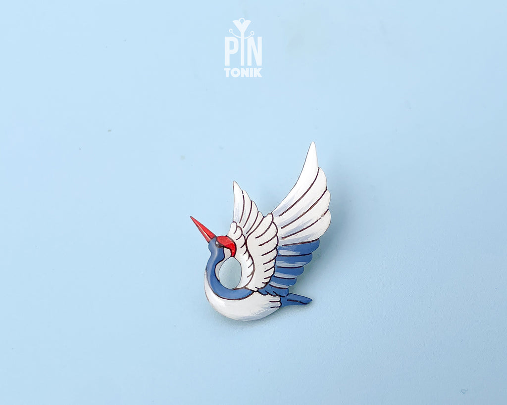 Japanese Crane Wooden Pin
