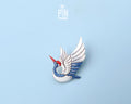 Japanese Crane Wooden Pin